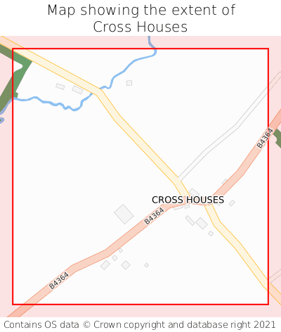Map showing extent of Cross Houses as bounding box