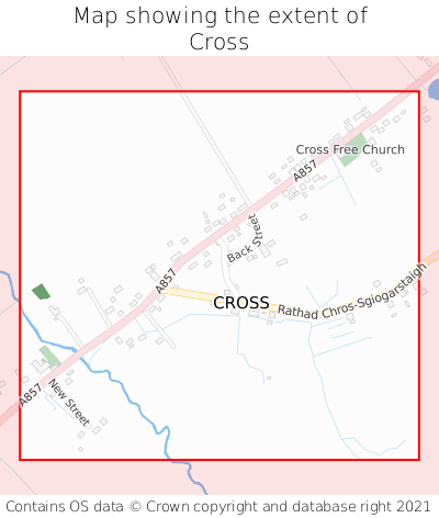 Map showing extent of Cross as bounding box