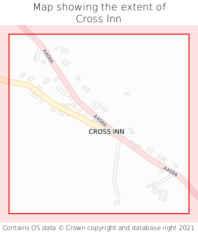 Map showing extent of Cross Inn as bounding box