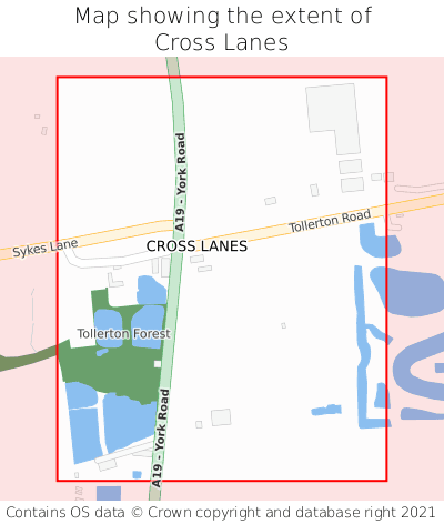 Map showing extent of Cross Lanes as bounding box