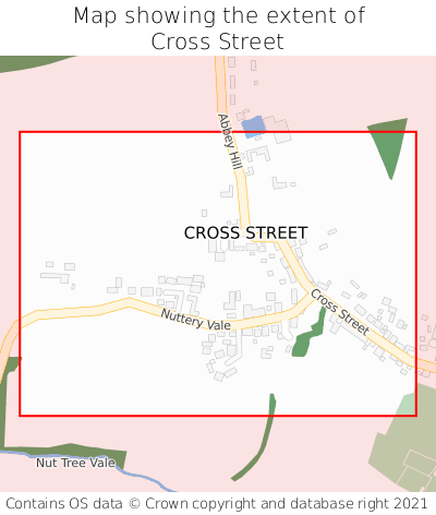 Map showing extent of Cross Street as bounding box