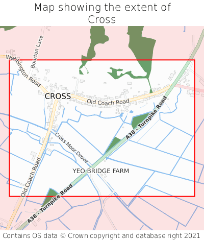 Map showing extent of Cross as bounding box