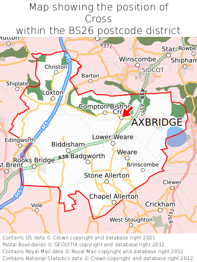 Map showing location of Cross within BS26