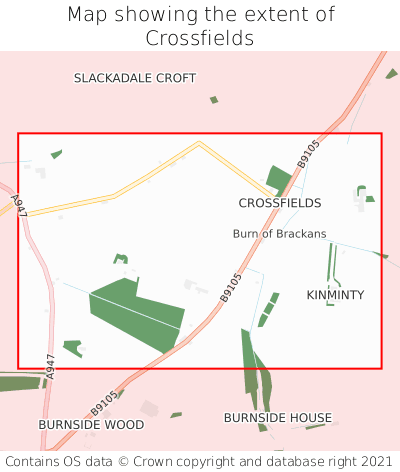 Map showing extent of Crossfields as bounding box