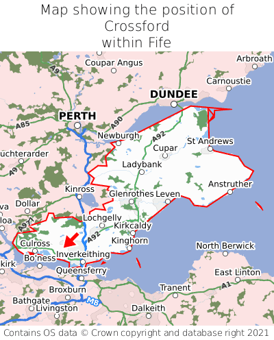 Map showing location of Crossford within Fife