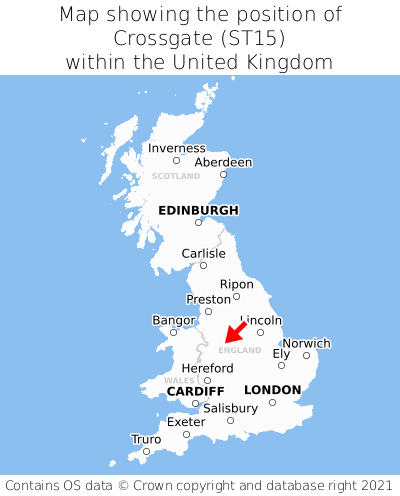 Map showing location of Crossgate within the UK