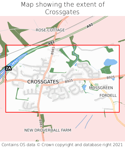 Map showing extent of Crossgates as bounding box