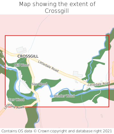 Map showing extent of Crossgill as bounding box