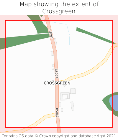 Map showing extent of Crossgreen as bounding box
