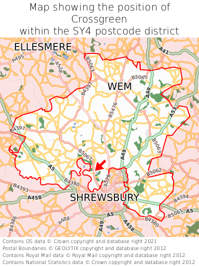 Map showing location of Crossgreen within SY4