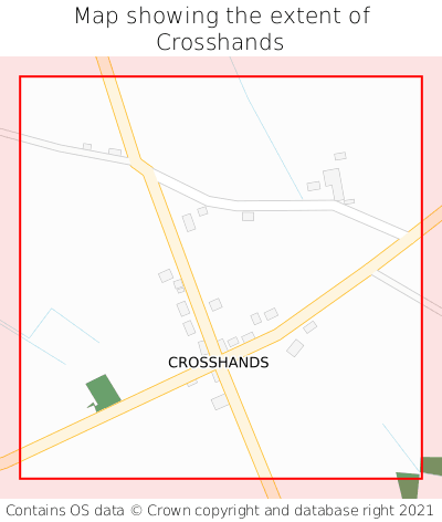 Map showing extent of Crosshands as bounding box