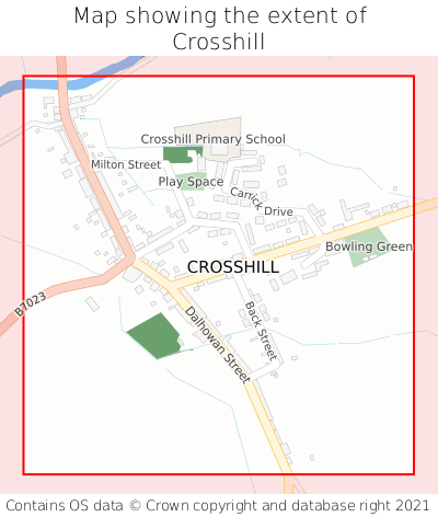 Map showing extent of Crosshill as bounding box