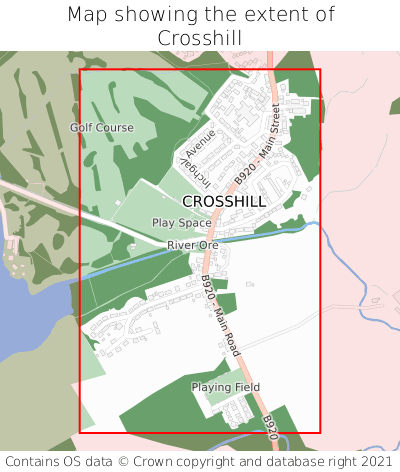 Map showing extent of Crosshill as bounding box