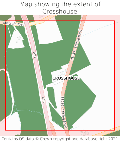 Map showing extent of Crosshouse as bounding box