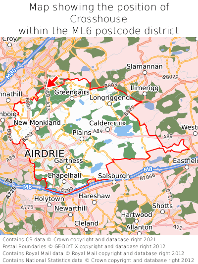 Map showing location of Crosshouse within ML6