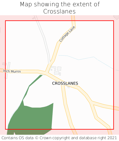 Map showing extent of Crosslanes as bounding box