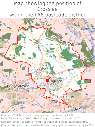 Map showing location of Crosslee within PA6