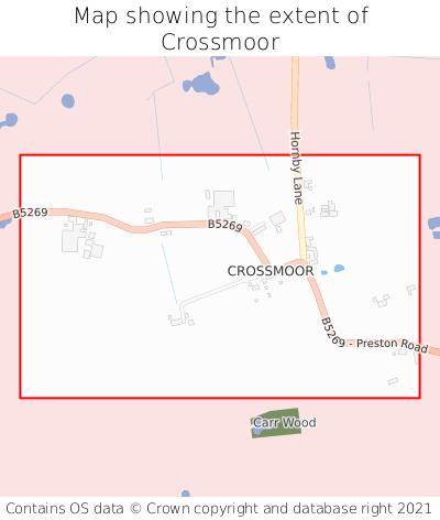Map showing extent of Crossmoor as bounding box