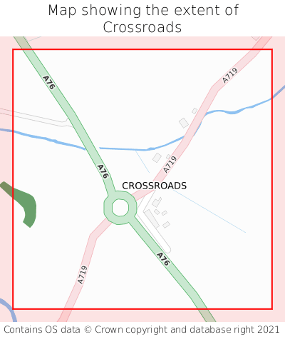 Map showing extent of Crossroads as bounding box