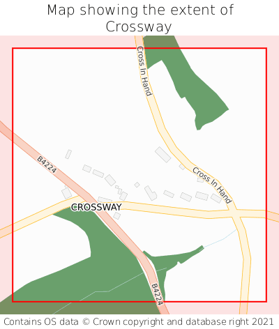 Map showing extent of Crossway as bounding box