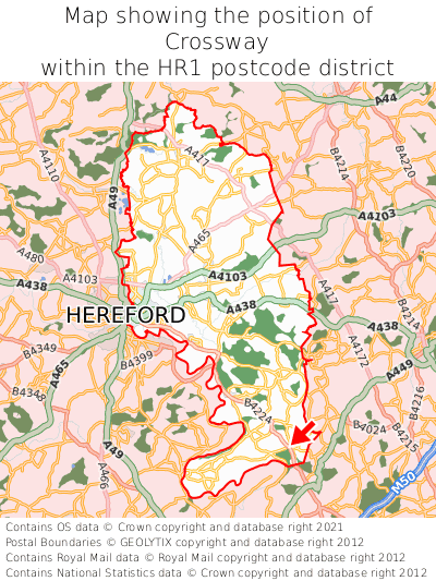 Map showing location of Crossway within HR1