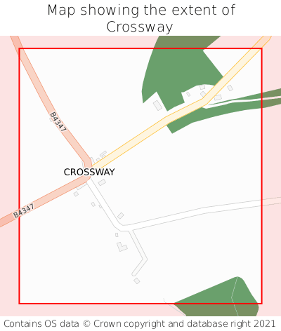 Map showing extent of Crossway as bounding box