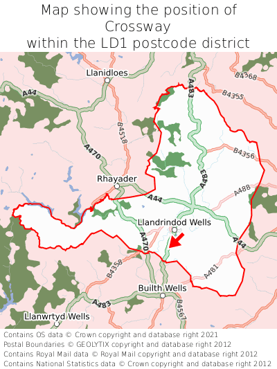 Map showing location of Crossway within LD1