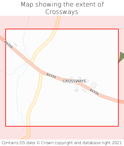 Map showing extent of Crossways as bounding box