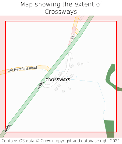 Map showing extent of Crossways as bounding box