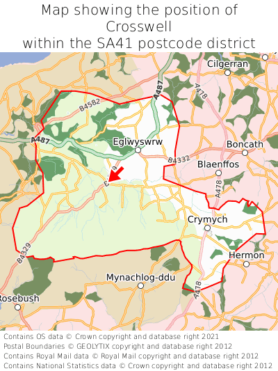 Map showing location of Crosswell within SA41