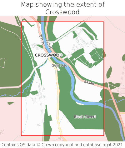 Map showing extent of Crosswood as bounding box