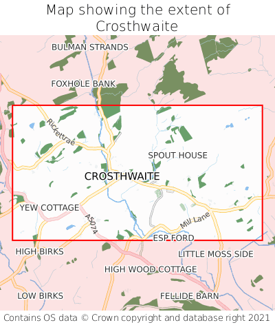 Map showing extent of Crosthwaite as bounding box