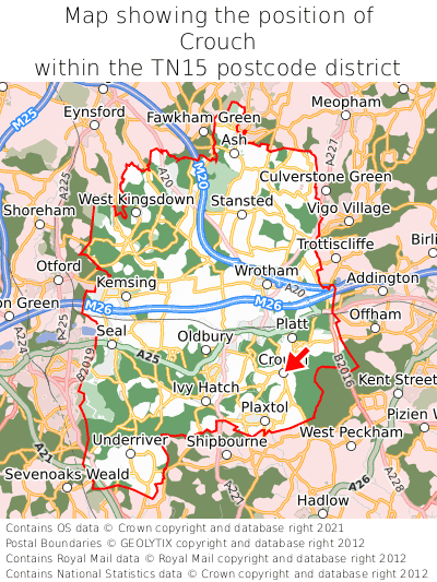 Map showing location of Crouch within TN15