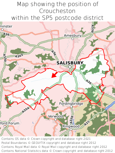 Map showing location of Croucheston within SP5