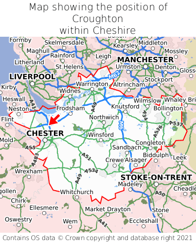 Map showing location of Croughton within Cheshire