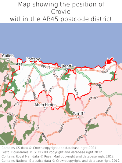 Map showing location of Crovie within AB45