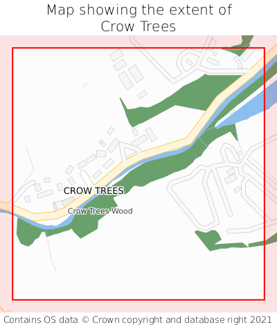 Map showing extent of Crow Trees as bounding box