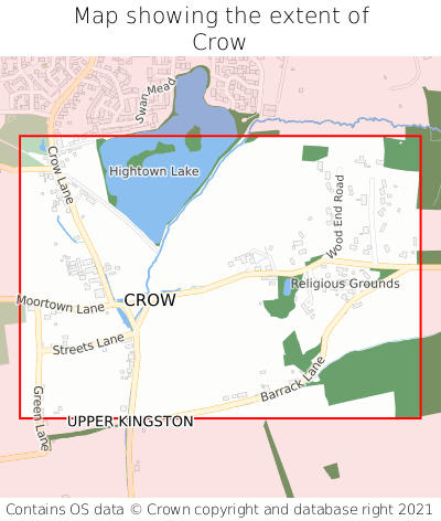 Map showing extent of Crow as bounding box