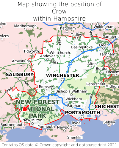 Map showing location of Crow within Hampshire