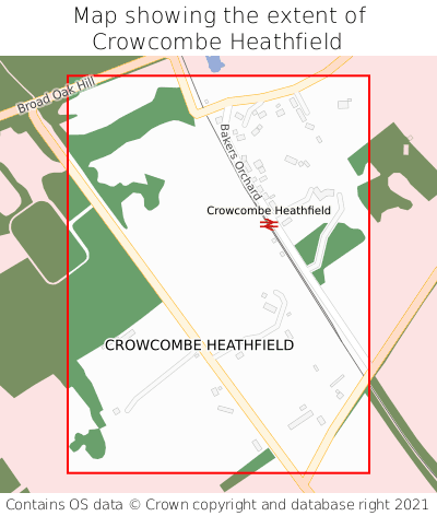 Map showing extent of Crowcombe Heathfield as bounding box