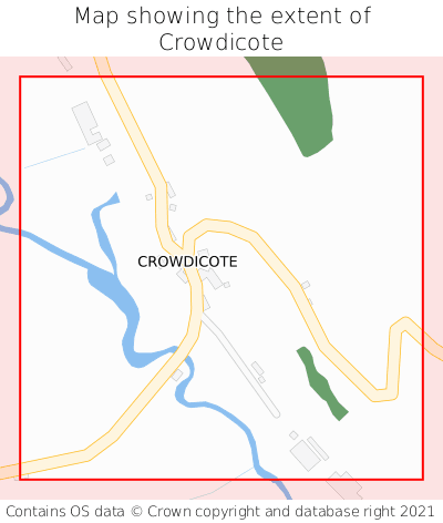 Map showing extent of Crowdicote as bounding box