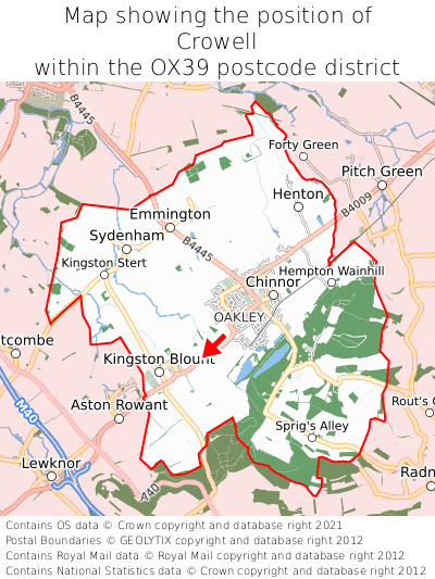 Map showing location of Crowell within OX39