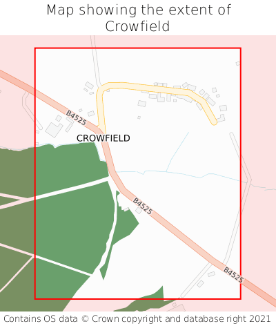 Map showing extent of Crowfield as bounding box