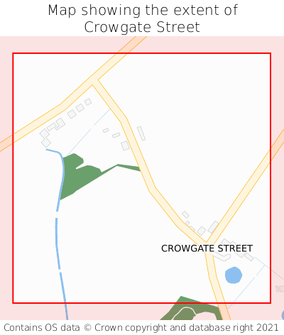 Map showing extent of Crowgate Street as bounding box