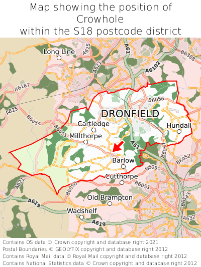 Map showing location of Crowhole within S18