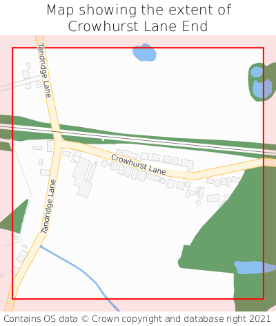 Map showing extent of Crowhurst Lane End as bounding box