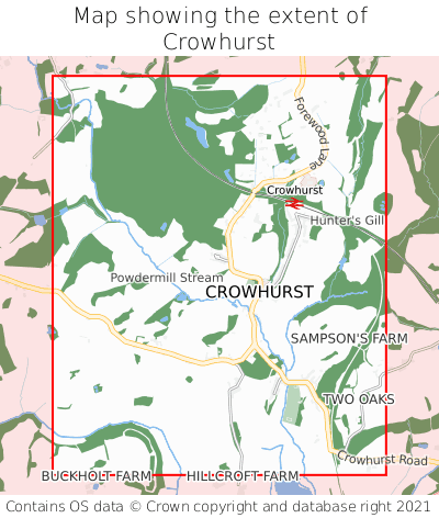 Map showing extent of Crowhurst as bounding box