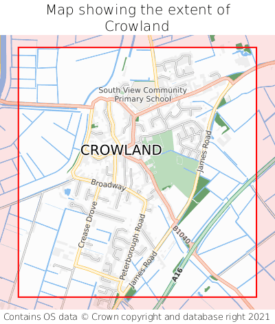 Map showing extent of Crowland as bounding box