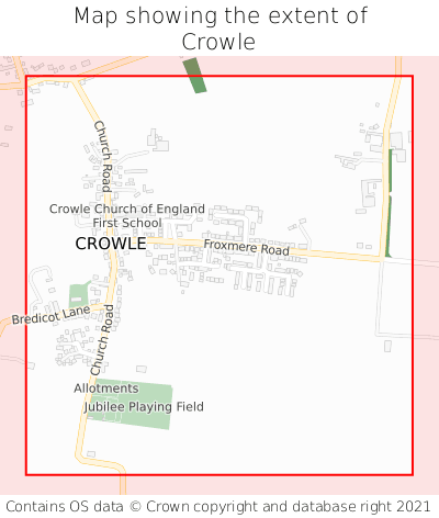 Map showing extent of Crowle as bounding box
