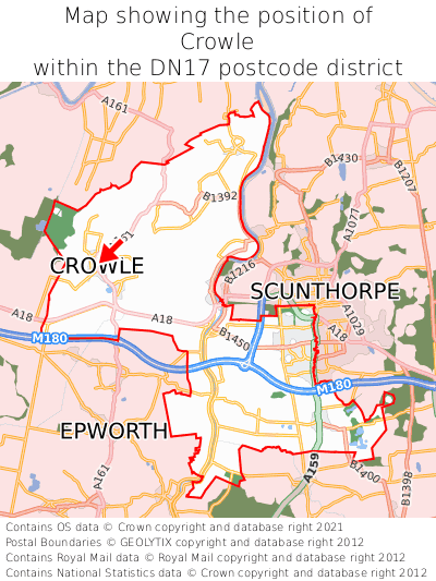 Map showing location of Crowle within DN17